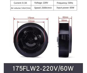 Ventilateur radial/centrifuge - 175FLW2 - 220 V CA - 60 W - Basse pression - Moteur à balais - Usage industriel - Or