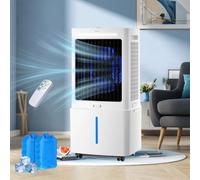 Ventilateur Rafraîchisseur d'Air Évaporatif 25 L, Climatiseur Mobile Puissant avec Télécommande, 2 Pains de Glace, Mode Nuit Silencieux