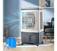 Ventilateur Rafraîchisseur d'Air Évaporatif 30L, Climatiseur Mobile Puissant Mécanique, 2 Pains de Glace, Grande Capacité