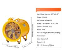 Ventilateur - Rafraîchisseur d'air - Extracteur - Industriel - Atelier - Moteur puissant de 1100W