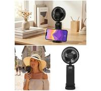 Ventilateur rechargeable - Support téléphone - Rechargeable USB-C - Écran digital - 6 vitesses