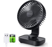 Ventilateur Rechargeable USB, 4000mAh Batterie Petit Silencieux Ventilateurs Bureau de Table Puissant, 4 Vitesses, Ventilateur Po