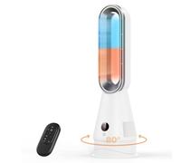 Ventilateur Sans Pales 2en1, Chaud Froid 1600W avec Télécommande, Minuterie 9H et Oscillation 80°, Écran LED, Silencieux pour Chambre, Maison, Bureau