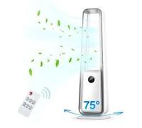 Ventilateur sans pales ZELURXX, ventilateur colonne, ventilateur sur pied silencieux, 3 vitesses, minuterie 12 h, télécommande, oscillation à 60°, écran tactile, courant continu, blanc
