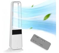 Ventilateur sans pales ZELURXX, ventilateur sur pied, ventilateur silencieux, 3 vitesses, minuterie de 12 heures, télécommande, blanc, modèle AC
