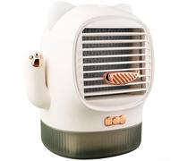Ventilateur Silencieux 36dB avec Réservoir d'Eau 400ml | USB rechargeable, 3 modes de vent, réservoir 400ml, lumière LED douce, design chat mignon