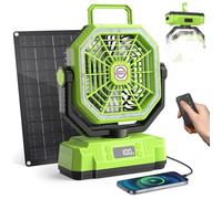 Ventilateur Solaire Avec Batterie 20000Mah,Panneau Solaire 10 W,Lanterne Led,Affichage Numérique,Secouant La Tête,Télécomman[VV259]