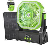 Ventilateur solaire de 10 W, 4 vitesses, éclairage LED, batterie de 10000 mAh