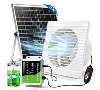 Ventilateur solaire d'extraction de 150 mm avec panneau solaire de 17 W, minuterie, indicateur de batterie, vitesse réglable, fonctionnement silencieux (<36 dB). Ventilateur solaire d'extraction pour