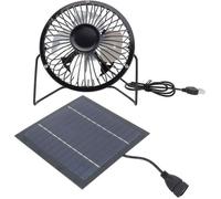 Ventilateur solaire extérieur 5 W - Kit complet avec panneau photovoltaïque et câble USB pour rafraîchissement écologique-15x15cm