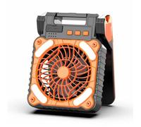 Ventilateur solaire portable de camping avec LED,minuterie,4 vitesses, USB,batterie 10400mAh,silencieux pour bureau,chambre,orange