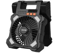 Ventilateur Solaire Rechargeable 20000 mAh-VEVOR-Ventilateur Portable Silencieux 20 cm-avec Éclairage LED-5 Vitesses-Minuterie