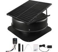 Ventilateur solaire VEVOR, Ventilateur de toit solaire 50 W avec thermostat, télécommande, débit d'air 84950 L/min