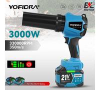 Ventilateur souffleur électrique sans balais YOFIDRA 330000RPM, souffleur de feuilles portatif, outil de soufflage de poussière, compatible avec les batteries Makita 21V 2PC 4.5Ah Battery