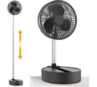 Ventilateur sur pied - 10000 mAh, réglable 36-100 cm - pour camping et bureau - Noir
