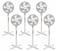 Ventilateur sur pied 6x BURI, 45W | Réglable en hauteur (120-130 cm) | 3 vitesses | 5 pales | Ø 43 cm | Fonctionnement silencieux | Angle d'inclinaison réglable | Blanc