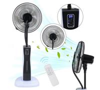 Ventilateur sur pied avec effet brume et télécommande - Ventilateur brumeur de 75W avec minuterie, fonction de rotation et 3 vitesses - Base ventilateur avec balance intégrée - Ventilateur brumeur pou