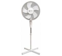Ventilateur sur pied BURI, 45W | Hauteur réglable de 120 à 130 cm | 3 vitesses | 5 pales | Diamètre : 43 cm | Fonctionnement silencieux | Angle d'inclinaison réglable | Blanc