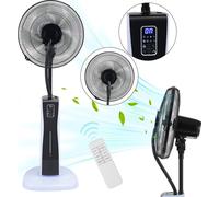 Ventilateur sur pied Clanmacy avec fonction brumisateur pour un climat ambiant agréable. Ventilateur 75 W avec 4 vitesses, télécommande et minuterie