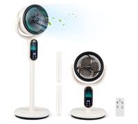 Ventilateur sur pied COSTWAY avec télécommande, ventilateur de sol réglable en hauteur de 54 à 96 cm, ventilateur de table silencieux à 8 vitesses, minuterie 12 h et oscillation à 90°
