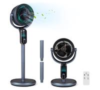 Ventilateur sur pied COSTWAY avec télécommande, ventilateur de sol réglable en hauteur de 54 à 96 cm, ventilateur de table silencieux à 8 vitesses, minuterie 12 h et oscillation à 90°