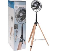 Ventilateur sur pied en métal Trépied, 135cm, noir, bois