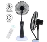 Ventilateur sur pied Jopassy avec réservoir d'eau de 2 litres, 3 modes de brumisation, angle d'inclinaison réglable, acier noir, hauteur 127 cm