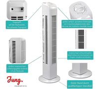 Ventilateur sur pied JUNG TF01, 76 cm, ventilateur colonne, ventilateur d'intérieur, silencieux, compact, pour le salon, le bureau, ventilateur de table, peu encombrant, circulation de l'air, économe 