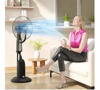 Ventilateur sur pied refroidi par eau avec fonction brumisation réglable, 3 vitesses, réservoir d'eau de 3 L, 125 cm