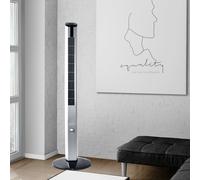 Ventilateur sur pied Refroidisseur de pièce Refroidisseur Ventilateur Salon Fonction pivotante 3 vitesses, argenté-noir, métal, 3 vitesses, H 125 cm