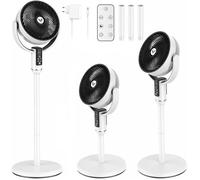Ventilateur sur Pied Sans Fil Silencieux, Rechargeable, Moteur DC, 10 Vitesses, Veilleuse LED, Chambre, Salon, Camping, Bébé