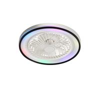 Ventilateur suspendu de 19 pouces, télécommande 6 vitesses, RGB, 3 couleurs de lumière, silencieux, adapté pour la chambre à coucher