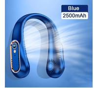 Ventilateur tour de cou sans pales, affichage numérique, , entilateurs électriques rechargeables USB - Bleu