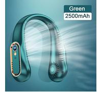 Ventilateur tour de cou sans pales, affichage numérique, , entilateurs électriques rechargeables USB - vert
