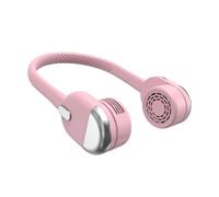 Ventilateur Tour de Cou USB Sans Pale Portable Silencieux 3 Vitesses Rechargeable 1800mAh Écran Numérique Grande Autonomie Rose