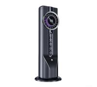 Ventilateur tour sans pales avec lumière LED, fonction minuterie à six vitesses réglables, design ABS, réservoir d'eau de 100 ml, pour chambre à coucher et bureau, nettoyage facile, 32,5 x 12,5 cm