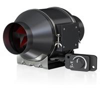 Ventilateur tubulaire EC Inline - DF150 - Variateur de vitesse - Silencieux, haute efficacité - 350 CFM - 50 W, 2 500 tr/min - 110–220 V, 50/60 Hz - Noir
