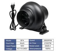 Ventilateur tubulaire EC - Modèle BF4 - Régulateur de vitesse continu - 2 800 tr/min max. - Débit d'air 210 CFM - Pour tente de culture hydroponique - Gris clair