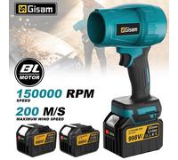 Ventilateur turbo électrique sans fil Gisam 150000RPM, souffleur d'air pour feuilles, souffleur de neige et de poussière, compatible avec les batteries Makita. 1x 4.0Ah Battery
