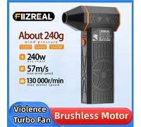 Ventilateur turbo sans balais Fiizreal X50 240W 57m/s, double batterie 8000mAh, buse magnétique Type-C 15W X50