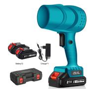 Ventilateur turbo sans fil - Modèle 555 - 21 V - 380 W - 36 000 tr/min - 2 batteries - Bleu