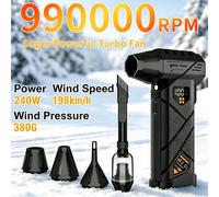 Ventilateur turbo souffleur de neige électrique 990000 tr/min sans balais souffleur à jet aspirateur pour nettoyage automobile dépoussiéreur d'air multifonction haute puissance portable pour voiture H