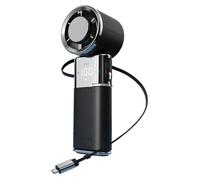 Ventilateur USB compact - Mini-ventilateur - Refroidissement par semi-conducteur Peltier - Batterie externe de 6000 mAh - 100 niveaux de réglage - Silencieux - Pliable - Écran LED - Noir