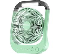 Ventilateur USB, ventilateur rechargeable 10 000 mAh, ventilateur de camping 8 pouces, orientable à 180°, lampe LED, minuterie, pour le camping et les voyages