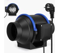 Ventilateur - Ventilateur tubulaire en ligne - 150 mm (15 cm) - Fonctionnement silencieux - Pour salle de bains/WC - Débit d'air élevé - Noir