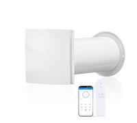 Ventilateur VMC 100mm Noyau Céramique, Moteur EC 5W, WiFi, Mobile, 3 Modes | 3 Modes Ext/Ins/Circ, Réduit Écart Thermique Air Entrant, 20-50m³/h, Noyau Lavable, Moteur EC 5W, Téléc, WiFi Smartphone.