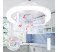 Ventilateurs Plafond avec Lumière-E27 Ventilateurs -avec Télécommande pour Chambre et Salon