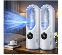 Ventilateurs Sans Pales Lot 2 - Puissant Silencieux Portable - 6 vitesses - Chambre bureau voyage- Blanc