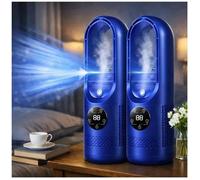 Ventilateurs Sans Pales Lot 2 - Puissant Silencieux Portable - 6 vitesses - Chambre bureau voyage - Bleu
