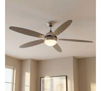 Ventilateur de plafond LED Lampe de plafond Retour avant 3 niveaux Interrupteur à tirette Lampe de salon, montage sur plafond incliné, 1x 4,5W 470Lm blanc chaud, DxH 132 x 40,6 cm